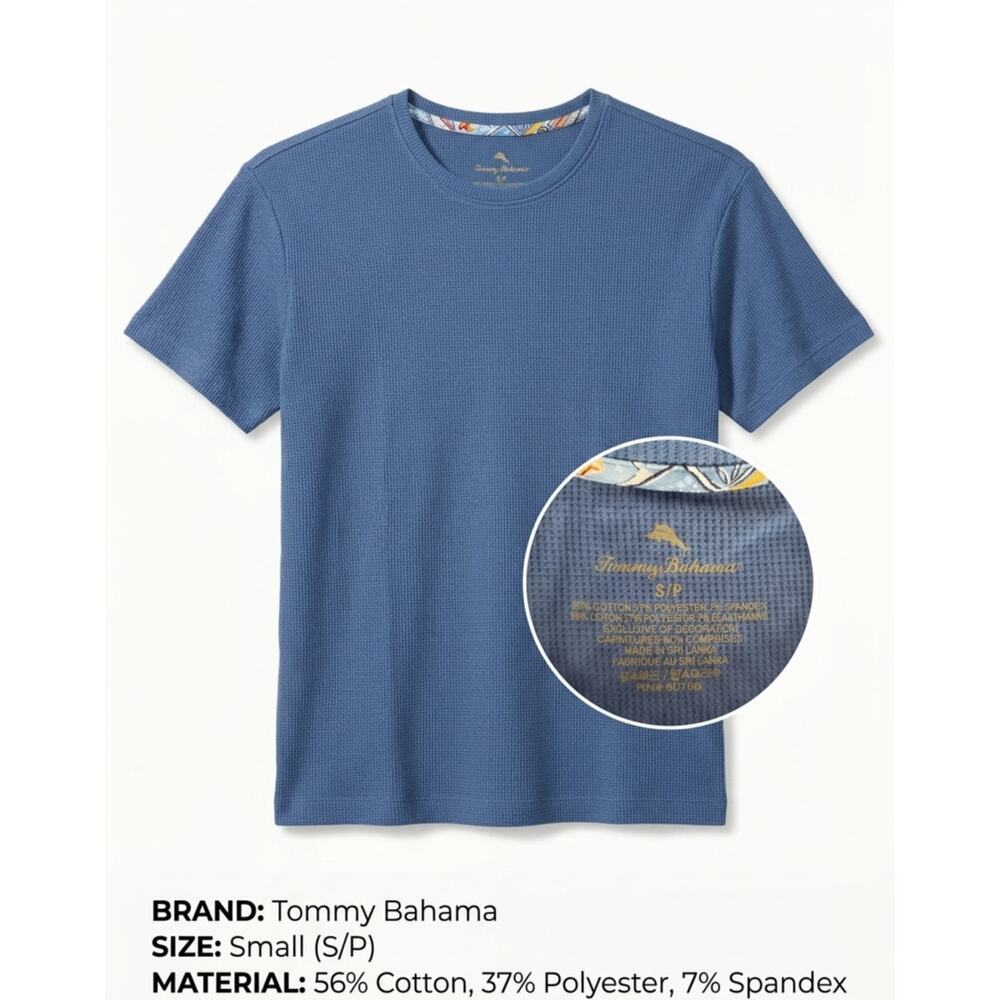NWT Tommy Bahama Blue Waffle Knit Sleep Tee - Men’s Small - $58 MSRP